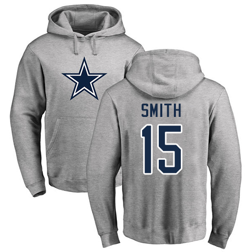 Men Dallas Cowboys Ash Devin Smith Name and Number Logo #15 Pullover NFL Hoodie Sweatshirts